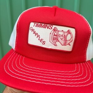 Vintage TIMMINS GRAPPLES Trucker hat mesh snapback cap farming patch